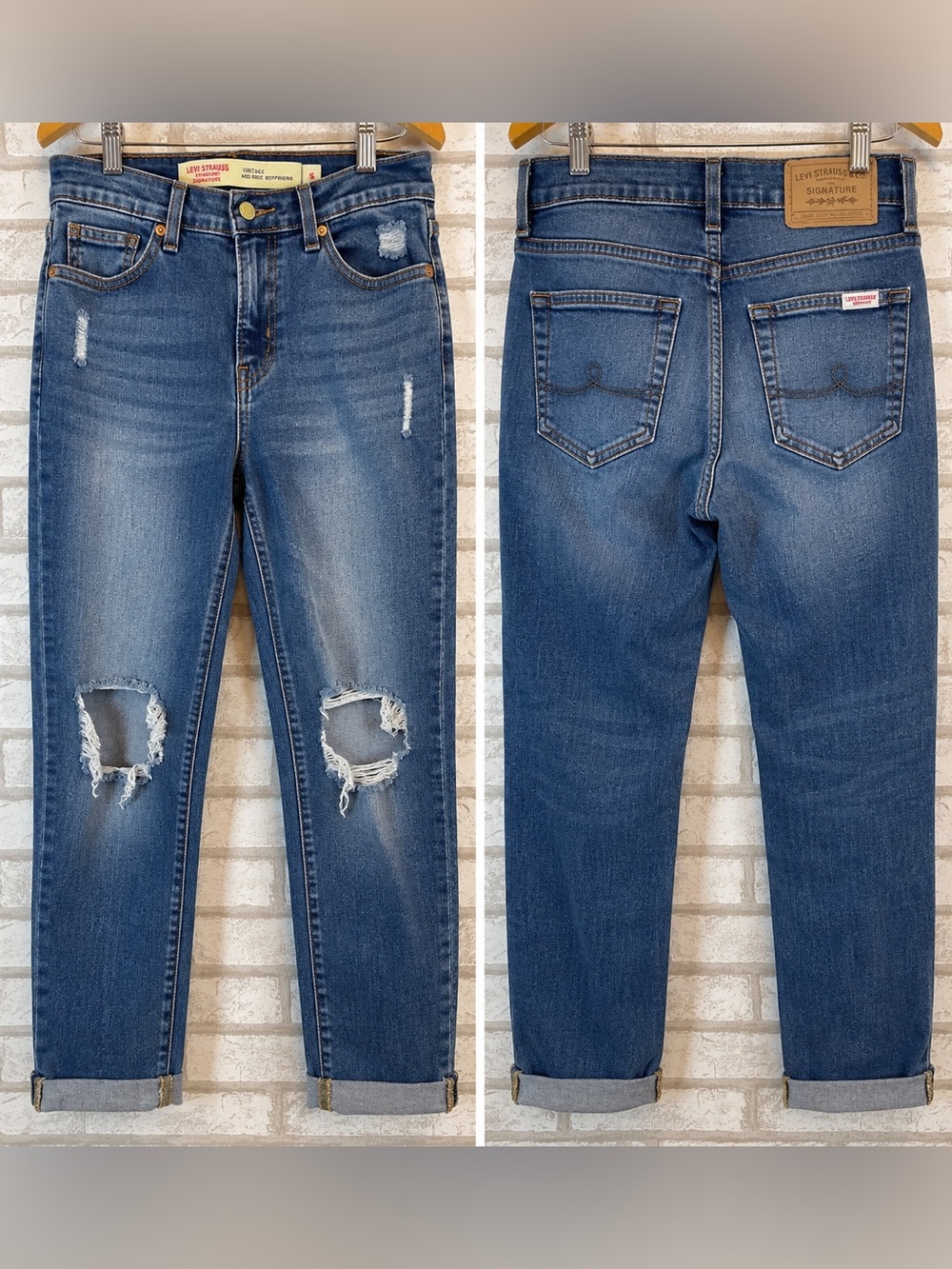 Denizen from Levi's Mom Jean Distressed Blue Denim W28